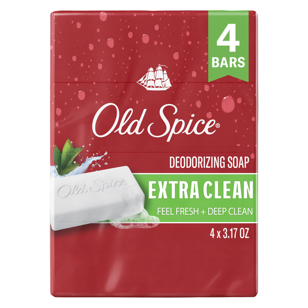 Old Spice Bar Soap for Men, Extra Clean, 3.17 oz, 4 Bars hero