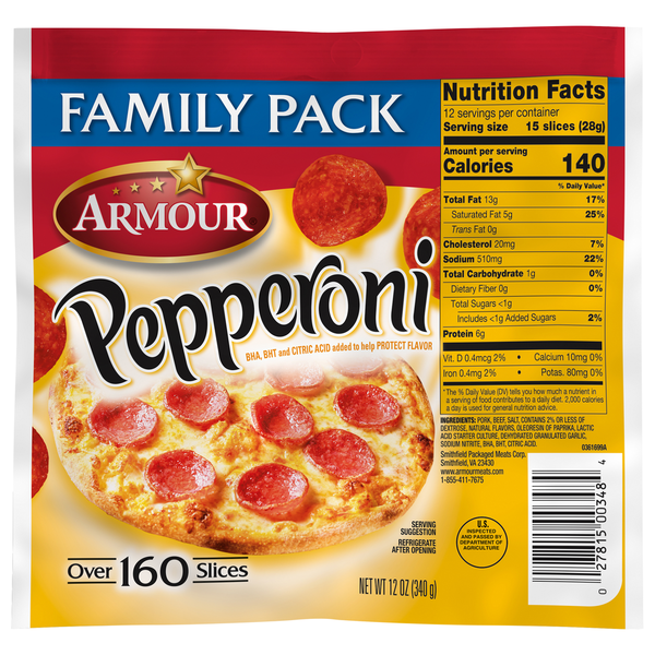 Packaged Meat Armour Pepperoni Slices, Family Pack hero