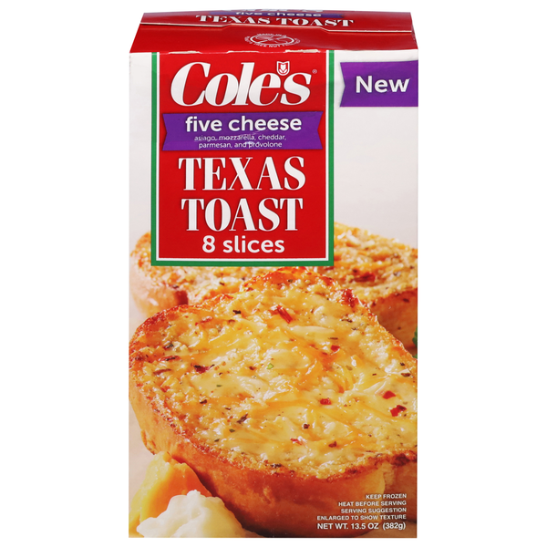 Bread cole's Texas Toast, Five Cheese hero