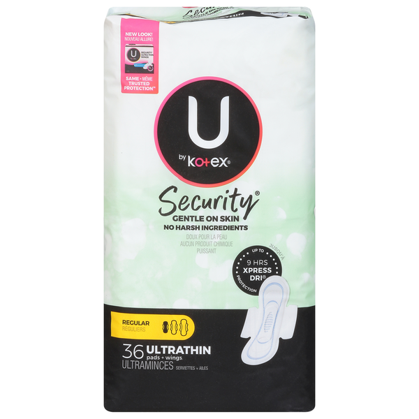 Feminine Care Kotex Clean & Secure Ultra Thin Pads with Wings, Regular Absorbency hero