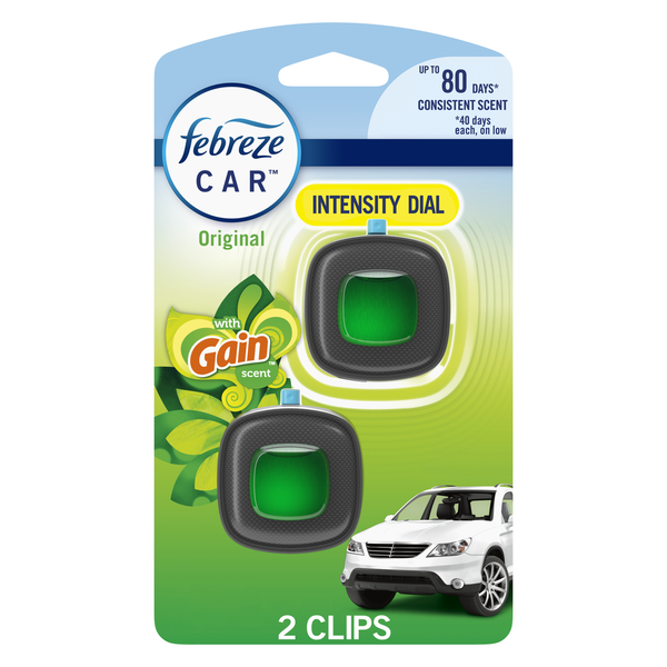 Air Fresheners & Candles Febreze Car Air Freshener Vent Clip Gain Original Scent, 2 Count hero