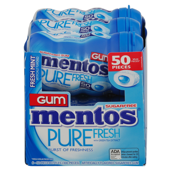 Mint & Gum Mentos Gum, Sugarfree, Fresh Mint hero