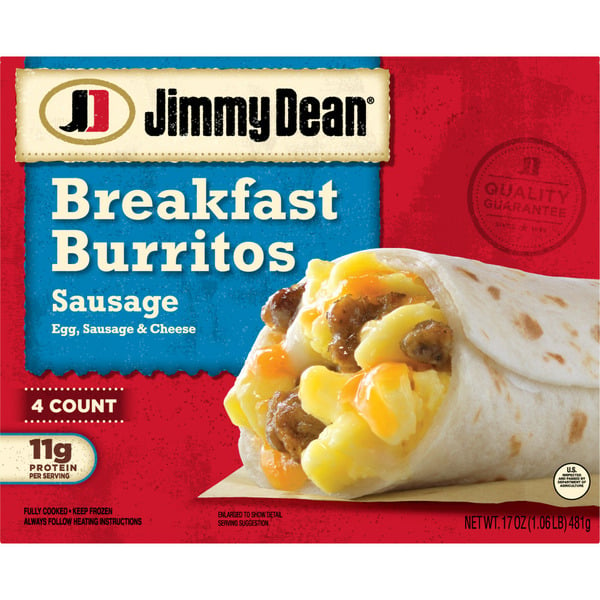 Frozen Breakfast Jimmy Dean Breakfast Burritos with Egg, Sausage, and Cheese, Frozen hero