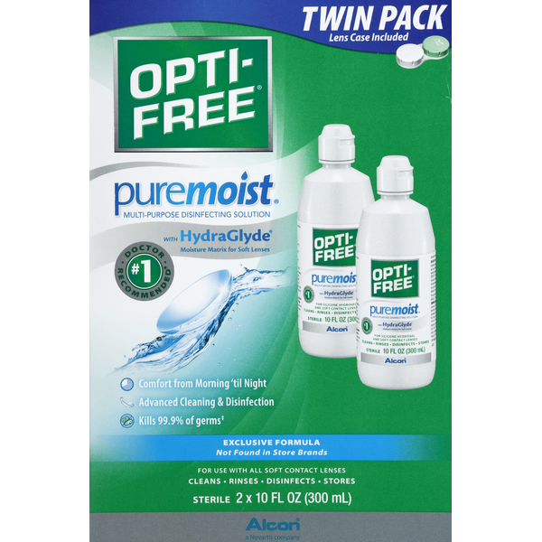 Eye & Ear Care OPTI-FREE Multi-Purpose Disinfection Solution, Puremoist, Twin Pack hero