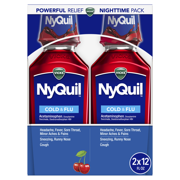 Cold, Flu & Allergy Vicks NyQuil Cold & Flu Nighttime Relief Cherry Flavor Liquid hero