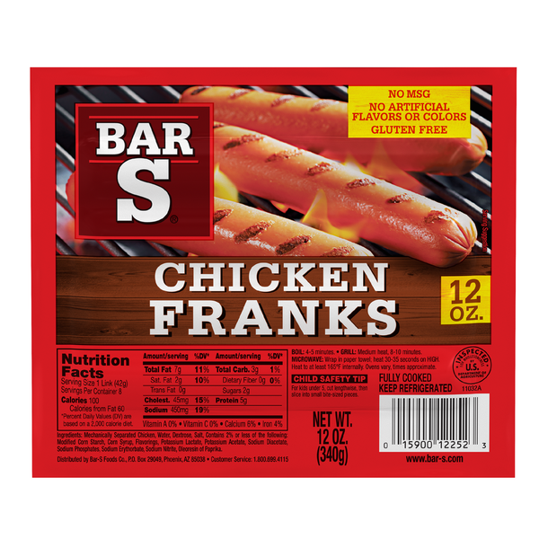 Hot Dogs, Bacon & Sausage Bar-S Chicken Franks Hot Dogs hero