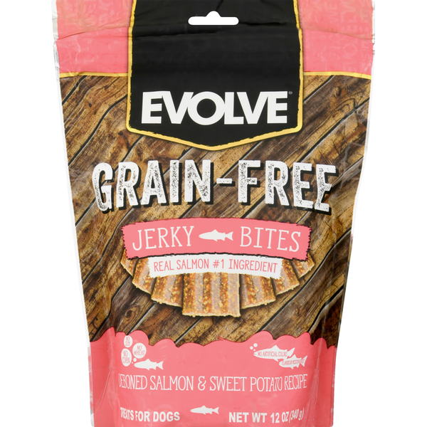 Dog Food & Care EVOLVE Treats for Dog, Grain-Free, Deboned Salmon & Sweet Potato Recipe, Jerky Bites hero