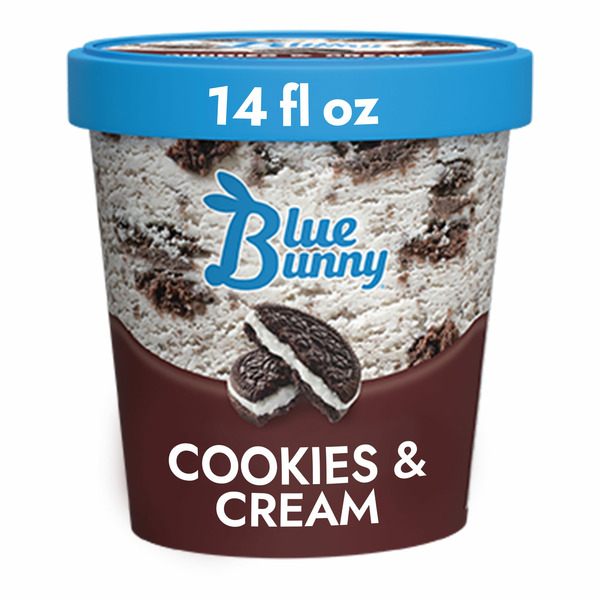 Ice Cream & Ice Blue Bunny Cookies and Cream Frozen Dessert hero