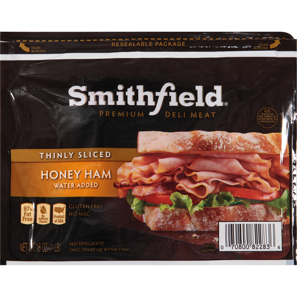 Lunch Meat Smithfield Ham, Thinly Sliced, Honey hero