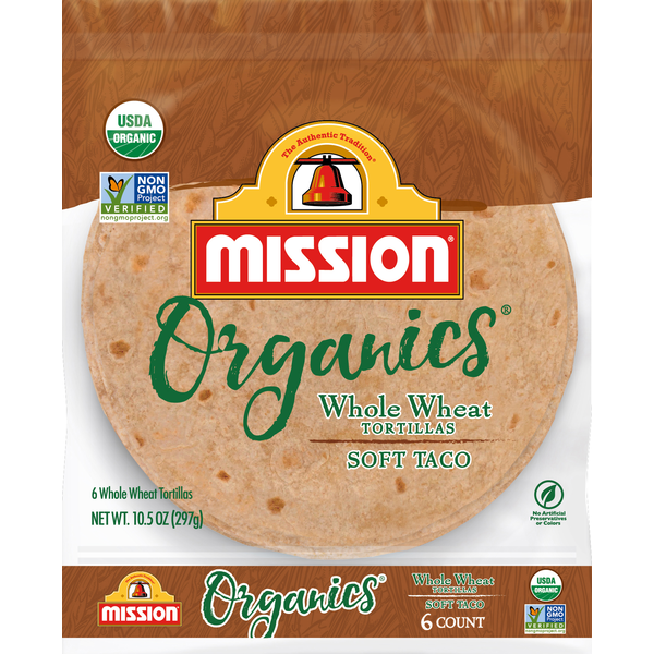 Baking Ingredients Mission Organics Soft Taco Whole Wheat Tortillas hero