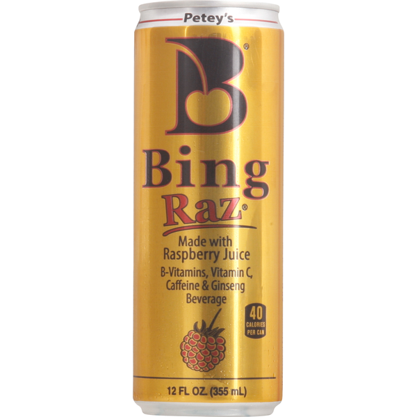 Energy & Sports Drinks Petey's BING Beverage, Made with Raspberry Juice hero