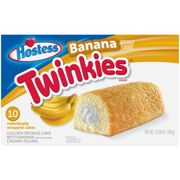 Cookies & Cakes Hostess Banana TWINKIES Creamy Banana Flavored Filling Individually Wrapped hero