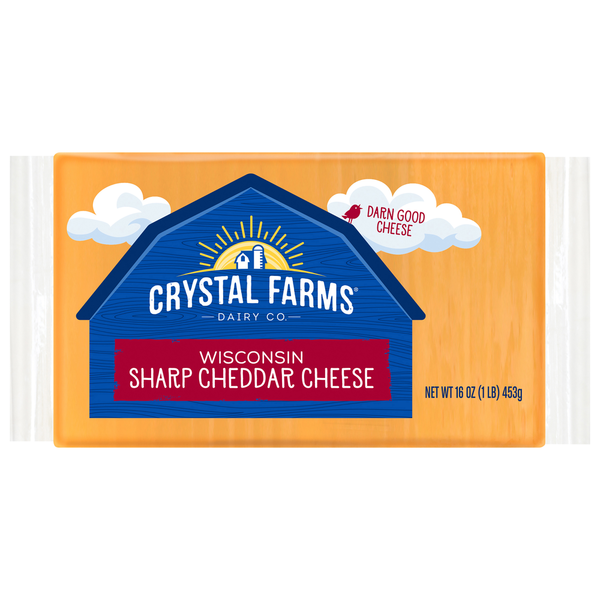 Packaged Cheese Crystal Farms Cheese, Sharp Cheddar, Wisconsin hero