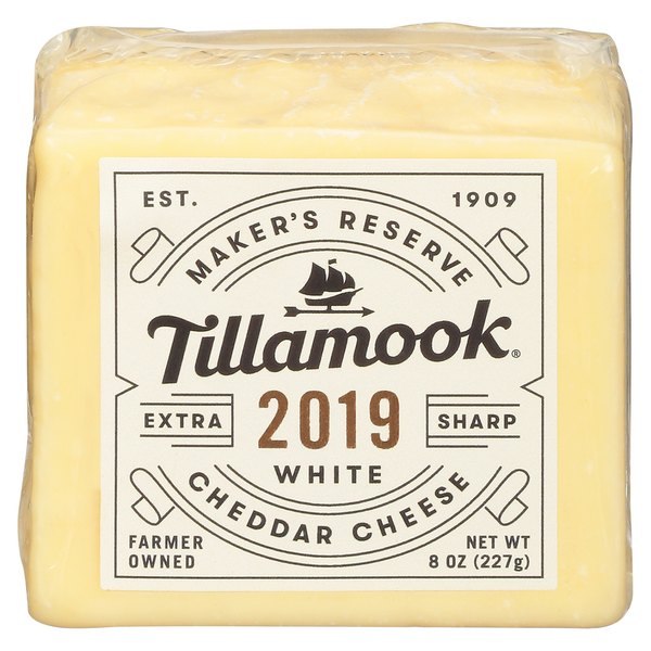 Specialty Cheeses Tillamook Cheese, Extra Sharp White Cheddar, 2019, Maker's Reserve hero