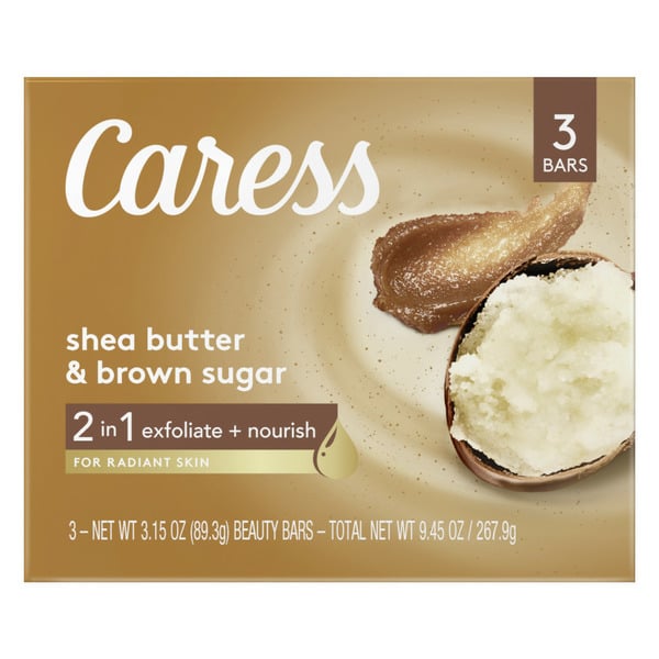 Bath & Body Caress 2-In-1 Beauty Bar Soap Shea Butter And Brown Sugar hero