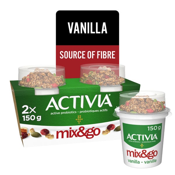 Activia Mix & Go Vanilla Probiotics Yogurt, 250 hero