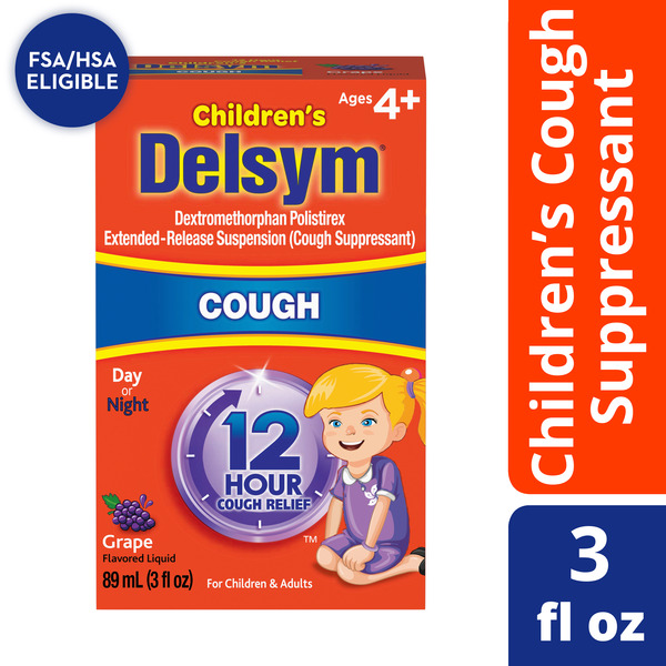 Cold, Flu & Allergy Delsym® Children's Cough Suppressant Liquid, Grape Flavor hero