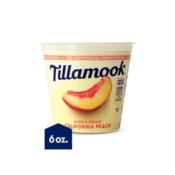 Yogurt Tillamook Low Fat California Peach Good & Creamy Yogurt hero