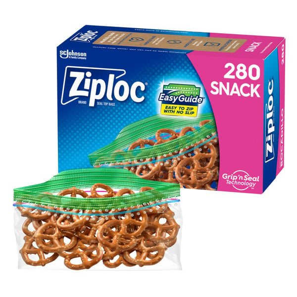 Food Storage Ziploc® Brand Snack Bags with EasyGuide™ Texture hero