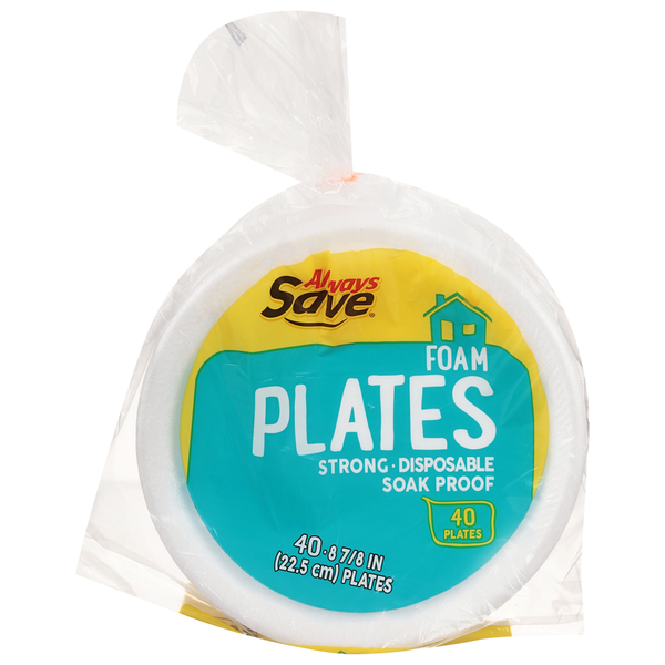 Plates, Bowls, Cups & Flatware Always Save Plates, Foam hero