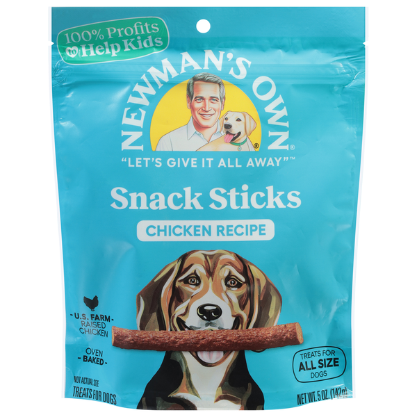 Hot Dogs, Bacon & Sausage Newman's Own Treats for Dogs, Chicken Recipe, Snack Sticks hero