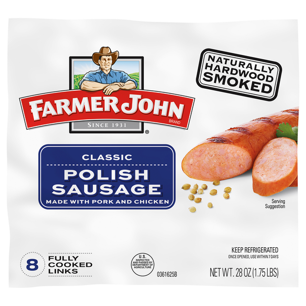 Hot Dogs, Bacon & Sausage Farmer John Polish Sausage, Classic hero