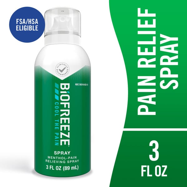 Muscles, Joints & Pain Relief Biofreeze Menthol Pain Relieving Spray For Backaches, Sore Muscles, Joint Pain & Arthritis hero