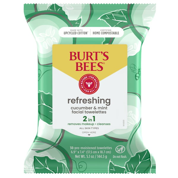 Facial Care Burt's Bees Facial Towelettes, Cucumber & Mint, Refreshing hero