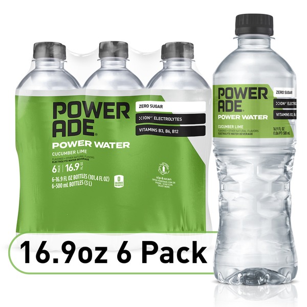 Energy & Sports Drinks POWERADE Power Water, Cucumber Lime, 6 Pack hero