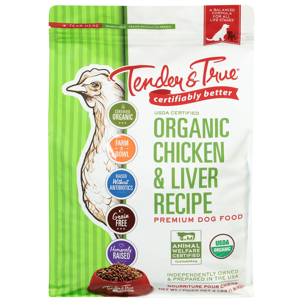 Dog Food & Care Tender & True Dog Food, Premium, Organic, Chicken & Liver Recipe hero