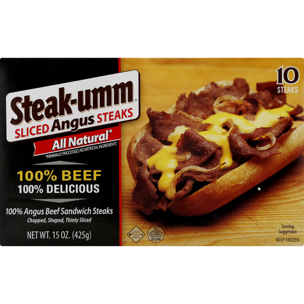 Frozen Meat Steak-umm Steaks, Angus, Sliced hero