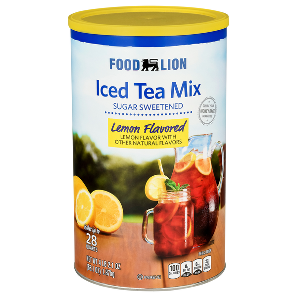 Cocoa & Drink Mixes Food Lion Iced Tea Mix, Lemon Flavored, Sugar Sweetened hero