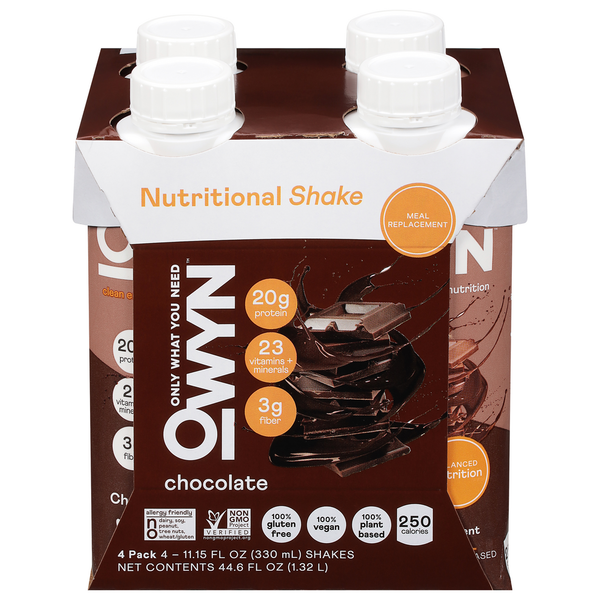 Protein & Meal Replacements OWYN Nutritional Shake, Meal Replacement, Chocolate, 4 Pack hero