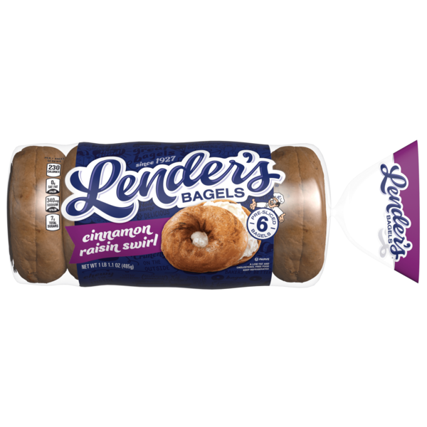 Refrigerated Dough & Biscuits Lender's Original, 6 count, Cinnamon Raisin Pre-sliced Bagels hero