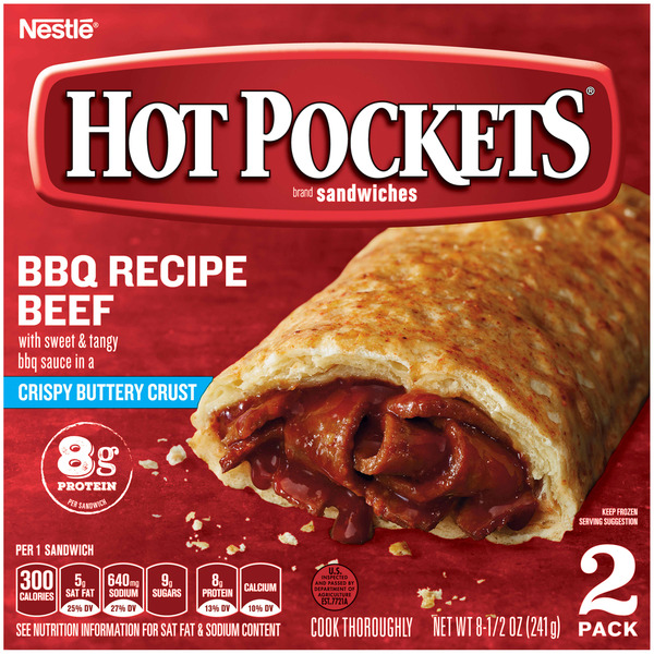 Frozen Meals Hot Pockets Frozen Snacks BBQ Recipe Beef Crispy Buttery Crust Frozen Sandwiches hero