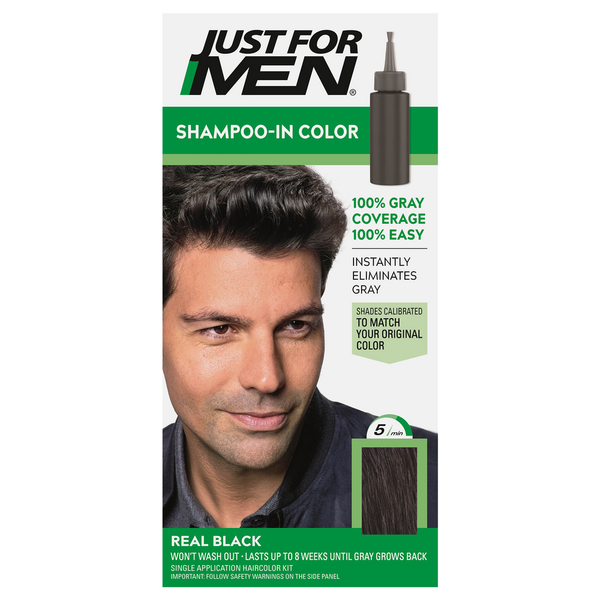 Hair Care Just For Men Shampoo-In Color, Real Black H-55 hero