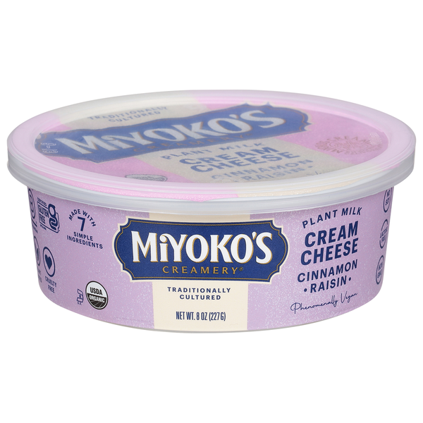 Other Creams & Cheeses Miyoko's Creamery Organic, Cinnamon Raisin Plant Milk Cream Cheese hero