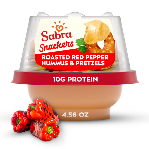 Fresh Dips & Tapenades Sabra Hummus with Pretzels, Roasted Red Pepper hero