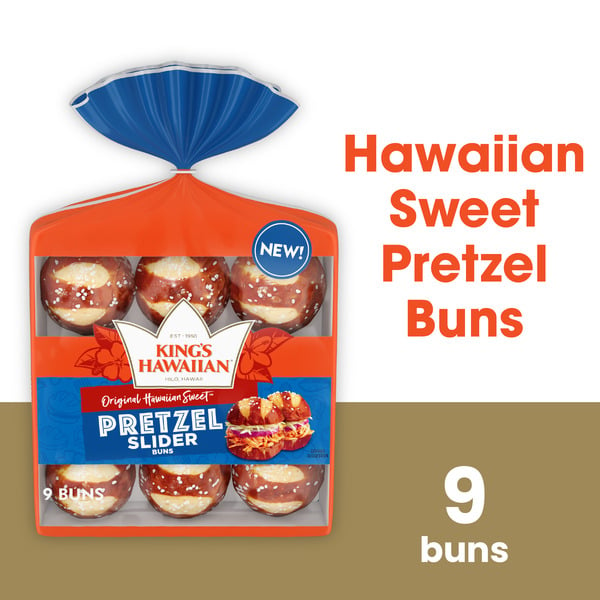 King's Hawaiian Original Hawaiian Sweet Pretzel Pre-Sliced Slider Buns 9PK hero