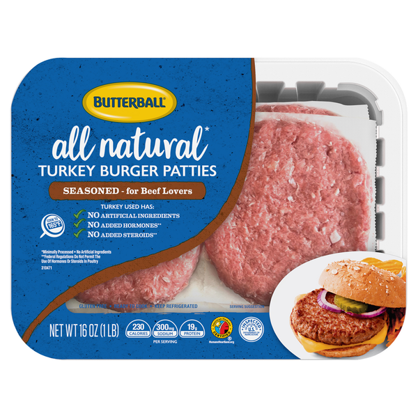 Poultry Counter Butterball Burger Patties, Turkey, All Natural hero