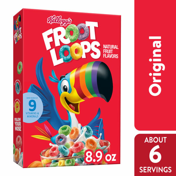 Kellogg Froot Loops Breakfast Cereal, Kids Cereal, Family Breakfast, Original hero