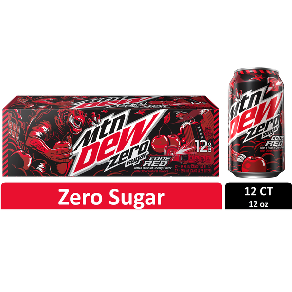 Soft Drinks Mountain Dew Soda, Zero Sugar, Code Red hero