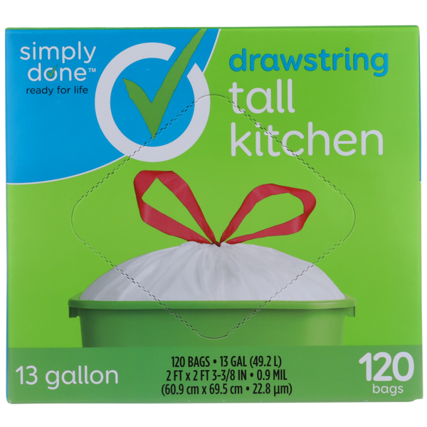 Trash Bags & Liners Simply Done Drawstring Tall Kitchen Bags hero