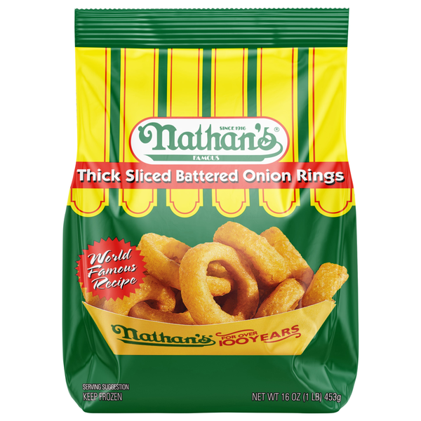 Frozen Appetizers & Sides Nathan’s Famous Onion Rings, Battered, Thick Sliced hero