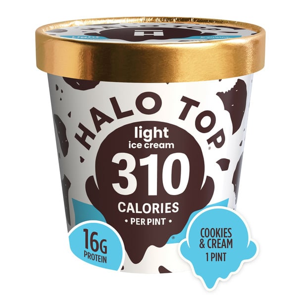 Ice Cream & Ice Halo Top Cookies and Cream Light Ice Cream Pint hero