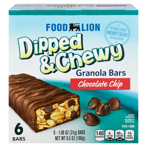 Energy & Granola Bars Food Lion Chocolate Chip Dipped & Chewy Granola Bars hero