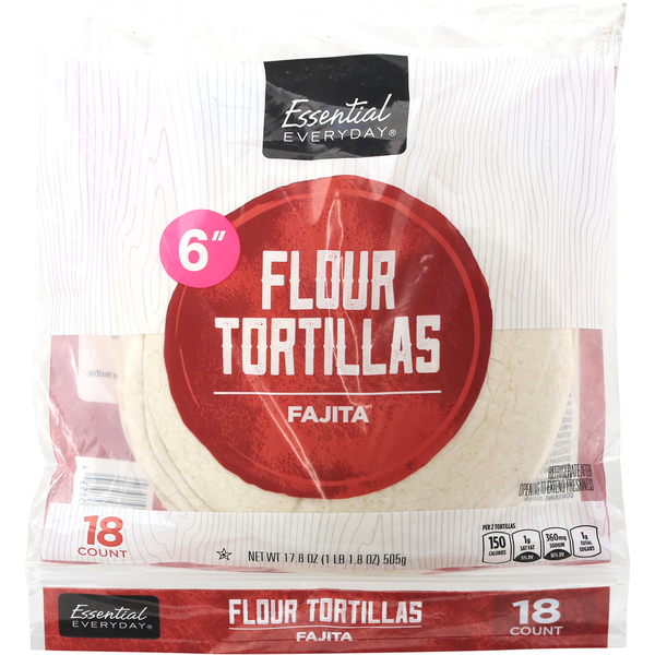 Tortillas & Flat Bread Essential Everyday Flour Tortillas, Fajita, 6 Inch hero