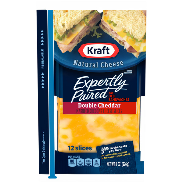 Packaged Cheese Kraft Double Cheddar Cheese Slices for Deli Sandwiches hero