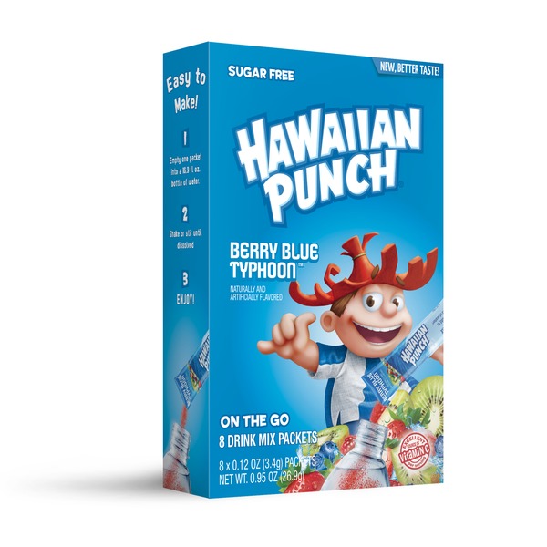 Cocoa & Drink Mixes Hawaiian Punch Drink Mix Packets, Sugar Free, Berry Blue Typhoon, On The Go hero