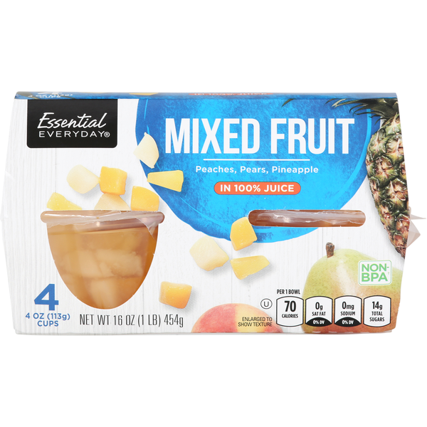 Fruit & Vegetable Snacks Essential Everyday Mixed Fruit, Peaches, Pears, Pineapple, in 100% Juice hero